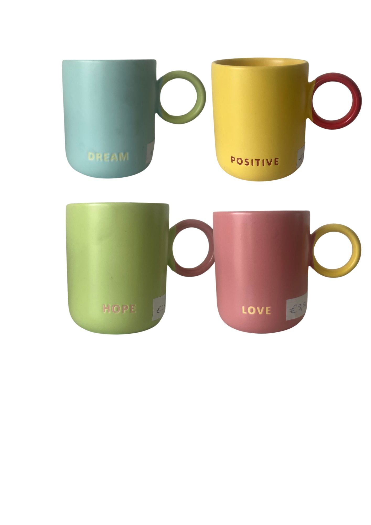 Set 4 mokken pastelkleuren