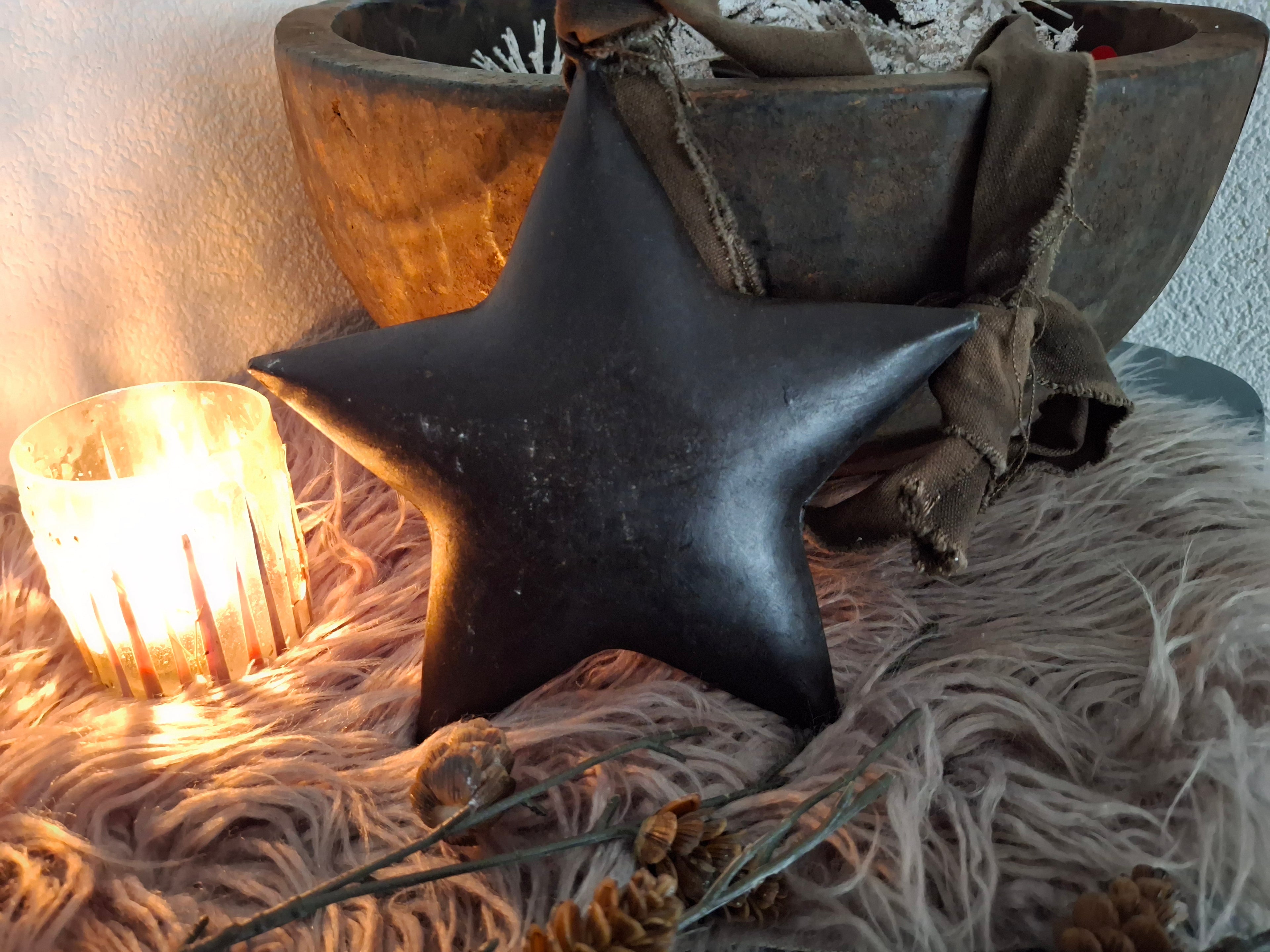 Kersthanger ster met lint Ø 20 cm.