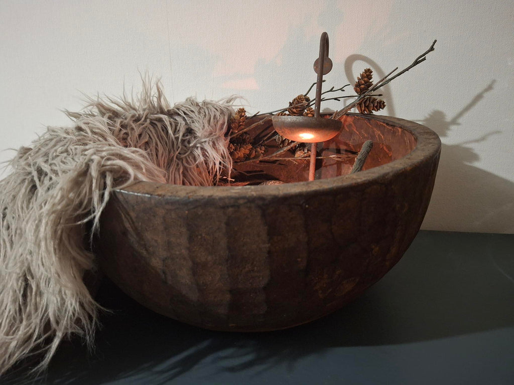 Houten schaal / olijfbak Ø 38 cm.