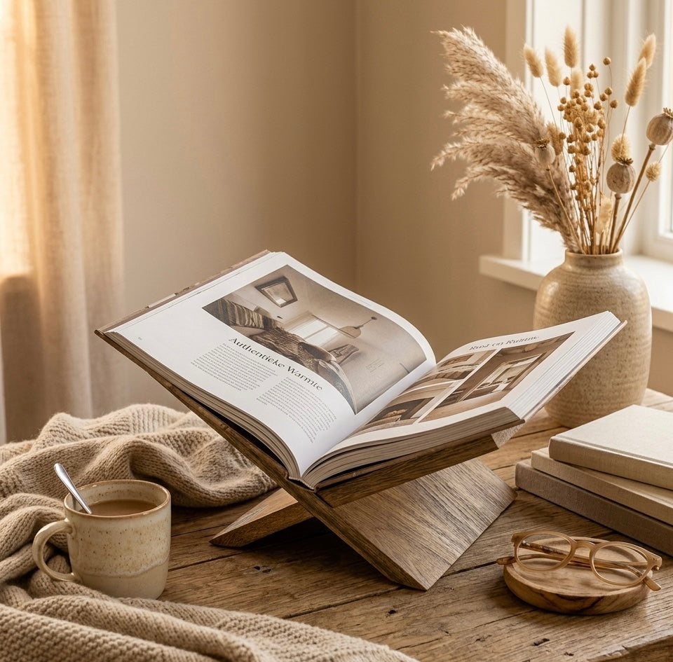 Boekenstandaard Light & Living hout, 36 x 25 x 15.5 cm