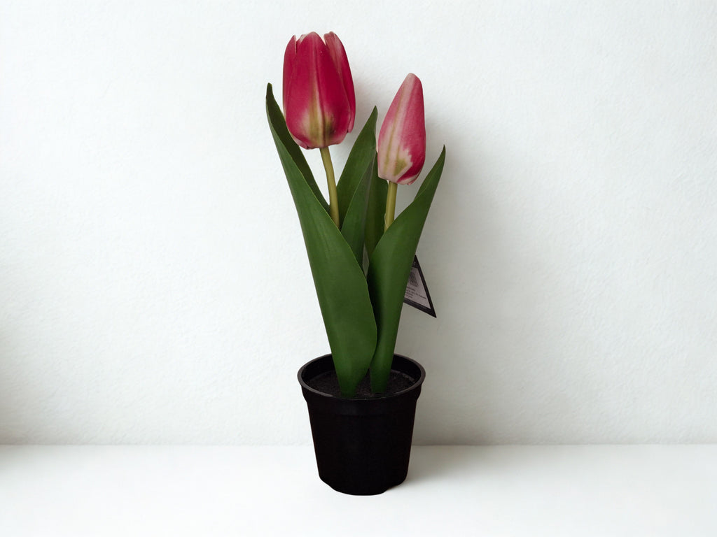 Zijden tulpen in potje, roze