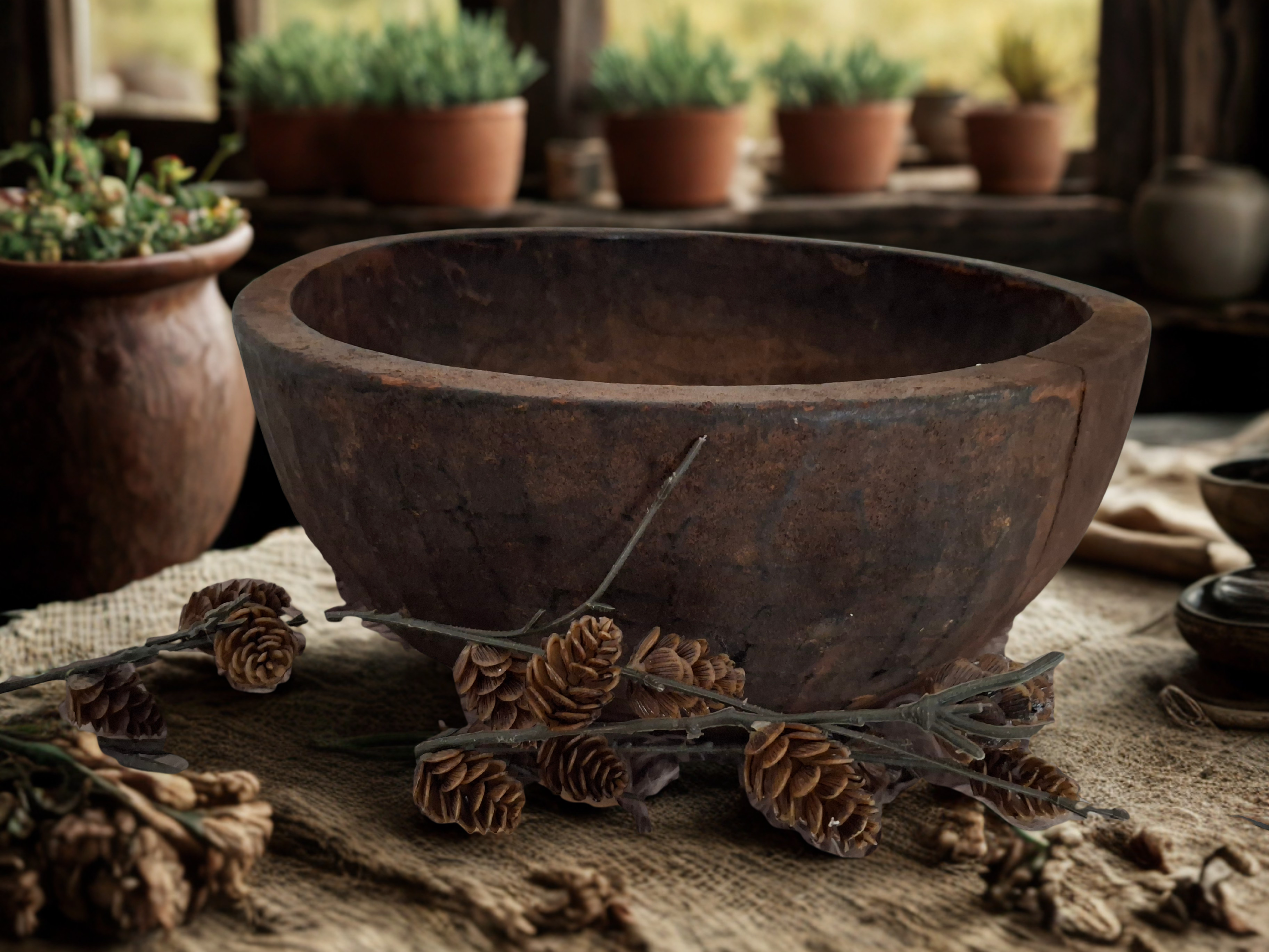 Houten schaal / olijfbak Ø 38 cm.