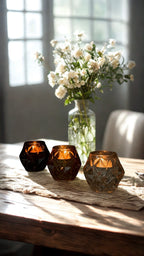 Waxinelichthouder set van 3 stuks, 7 x 7 cm
