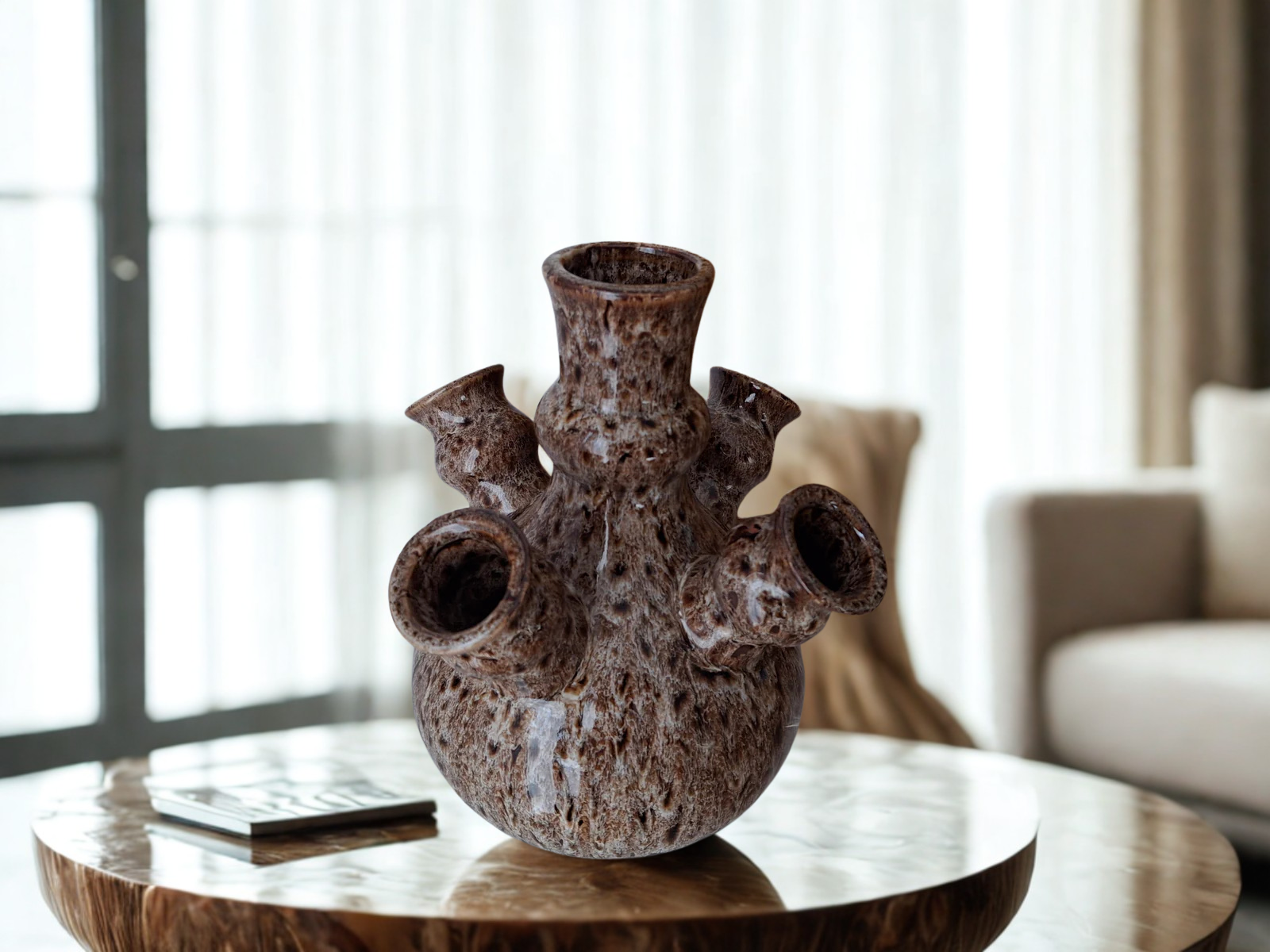 Vaas Nebula creme, bruin, zwart 19 x 20 cm.