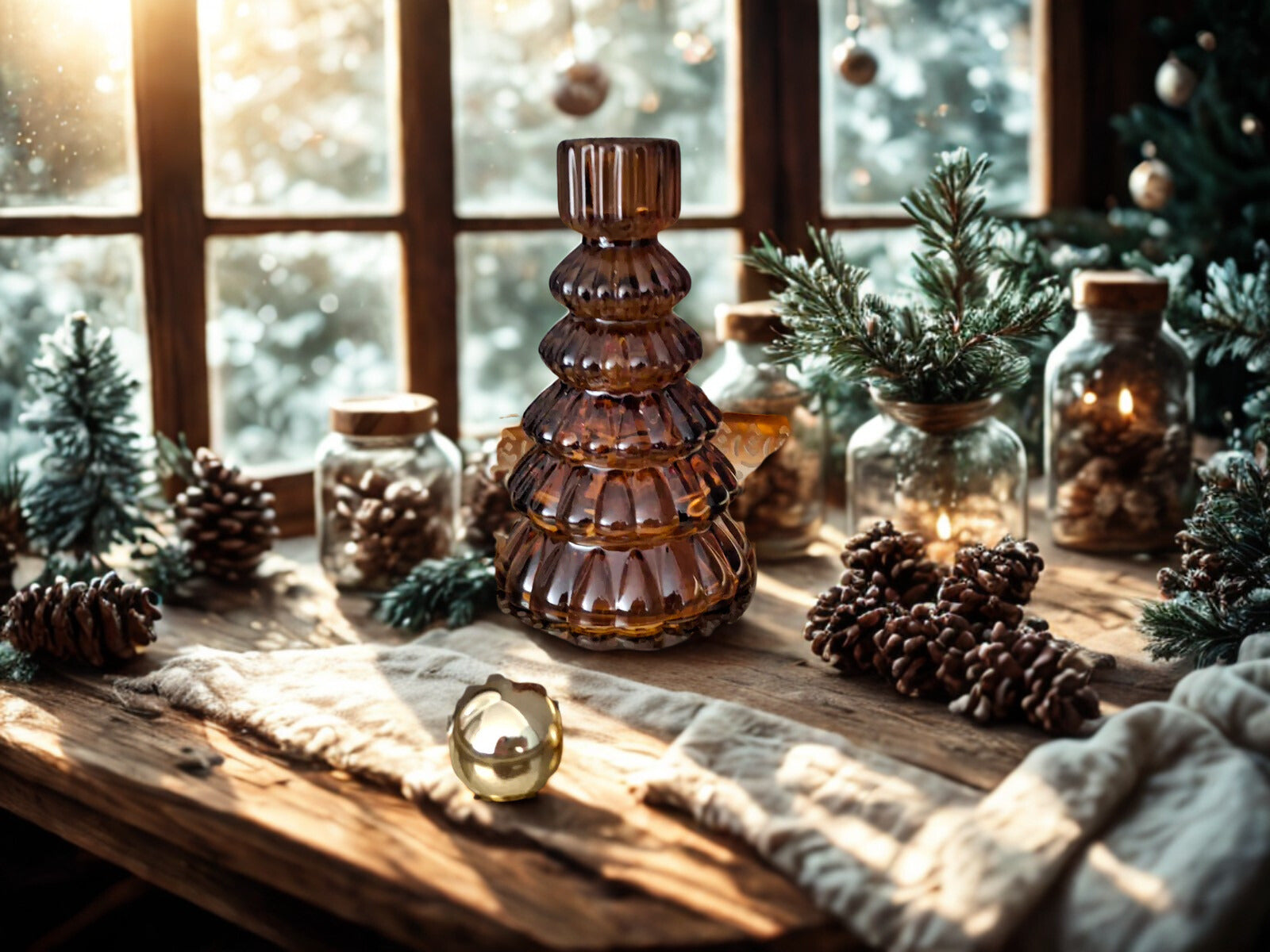 Kandelaar kerstboom, hoogte 13.5 cm.