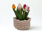 Zijden tulpen in potje, wit