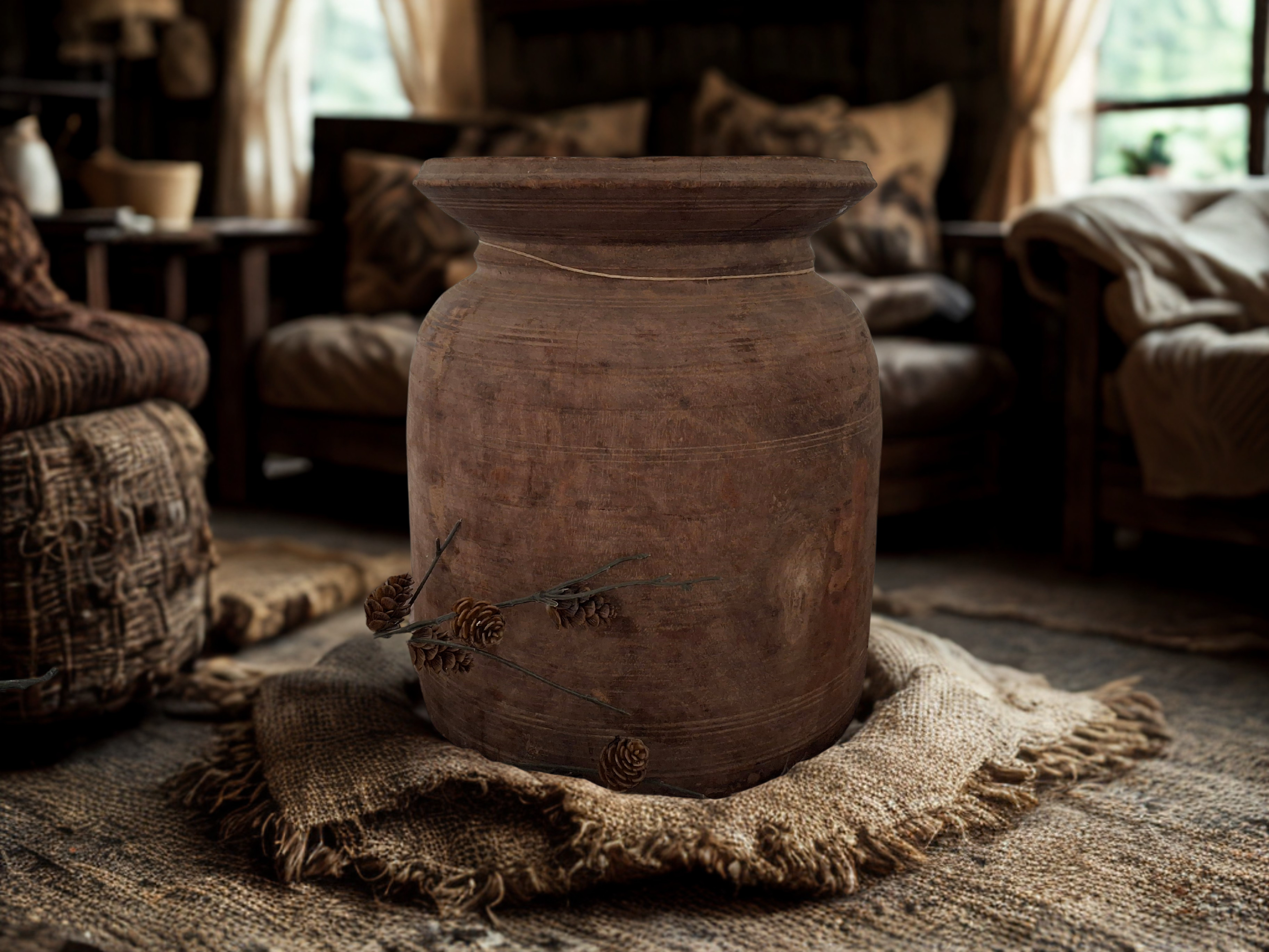 Nepalese pot / kruik / vaas XL 35 cm hoog