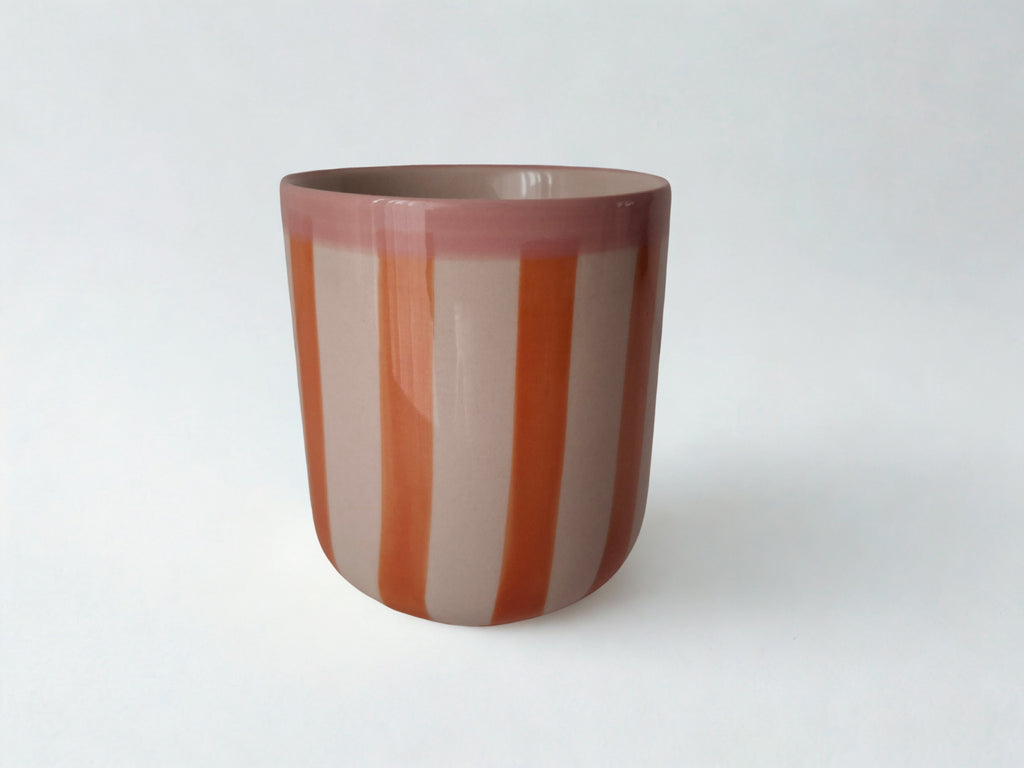 Mica decorations mok roze en oranje gestreept