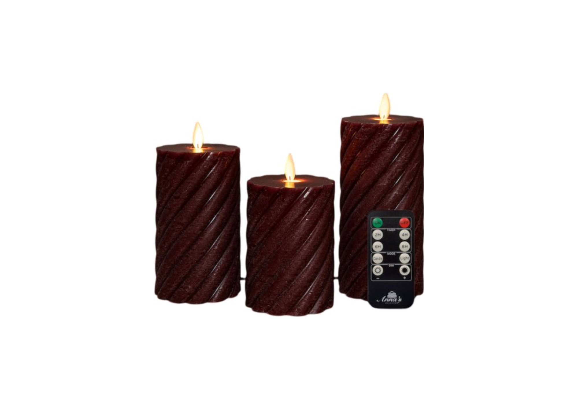 LED kaars set van 3 bordeaux