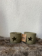 Waxinelichthouder klei groen, Ø 8 cm.