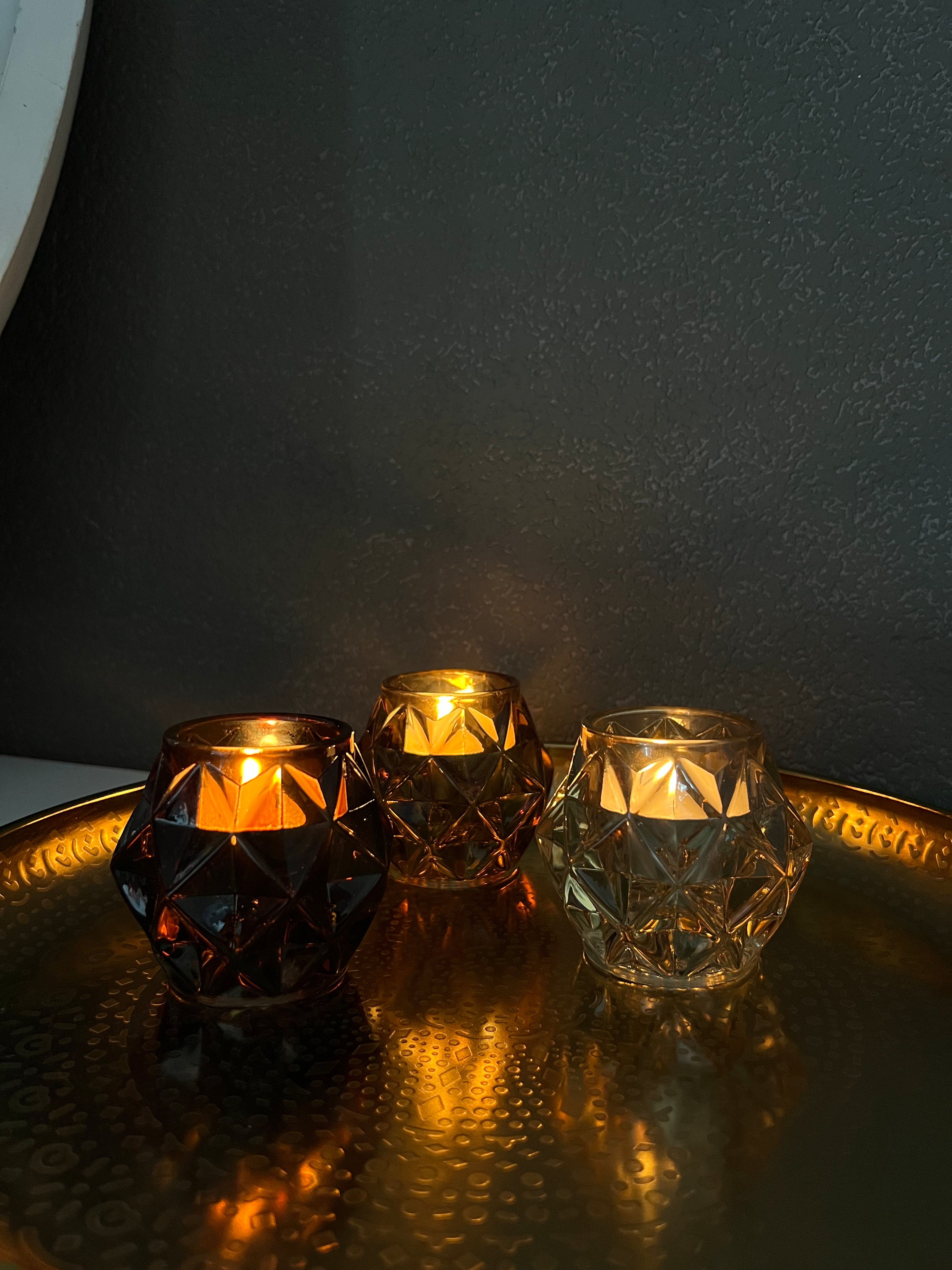 Waxinelichthouder set van 3 stuks, 7 x 7 cm