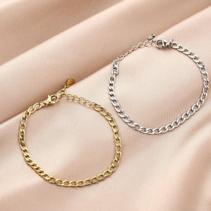 Fijne schakel armband - goud