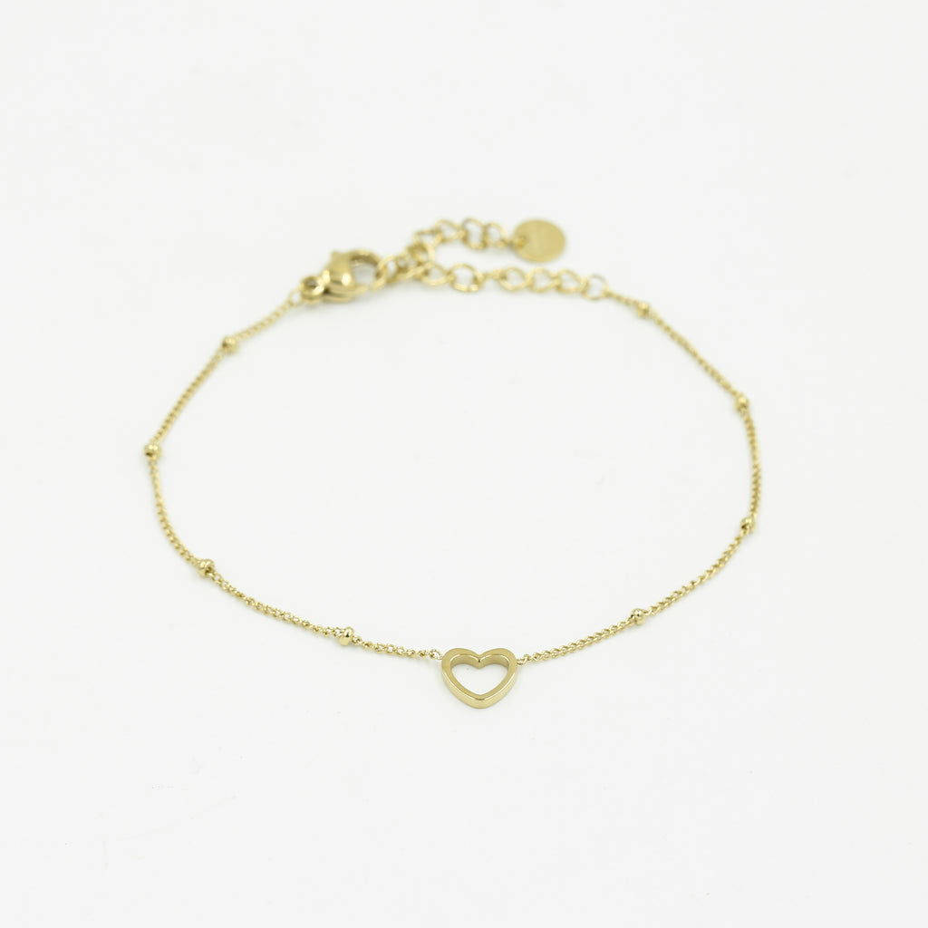 Armband bolletjes schakel met open hartje