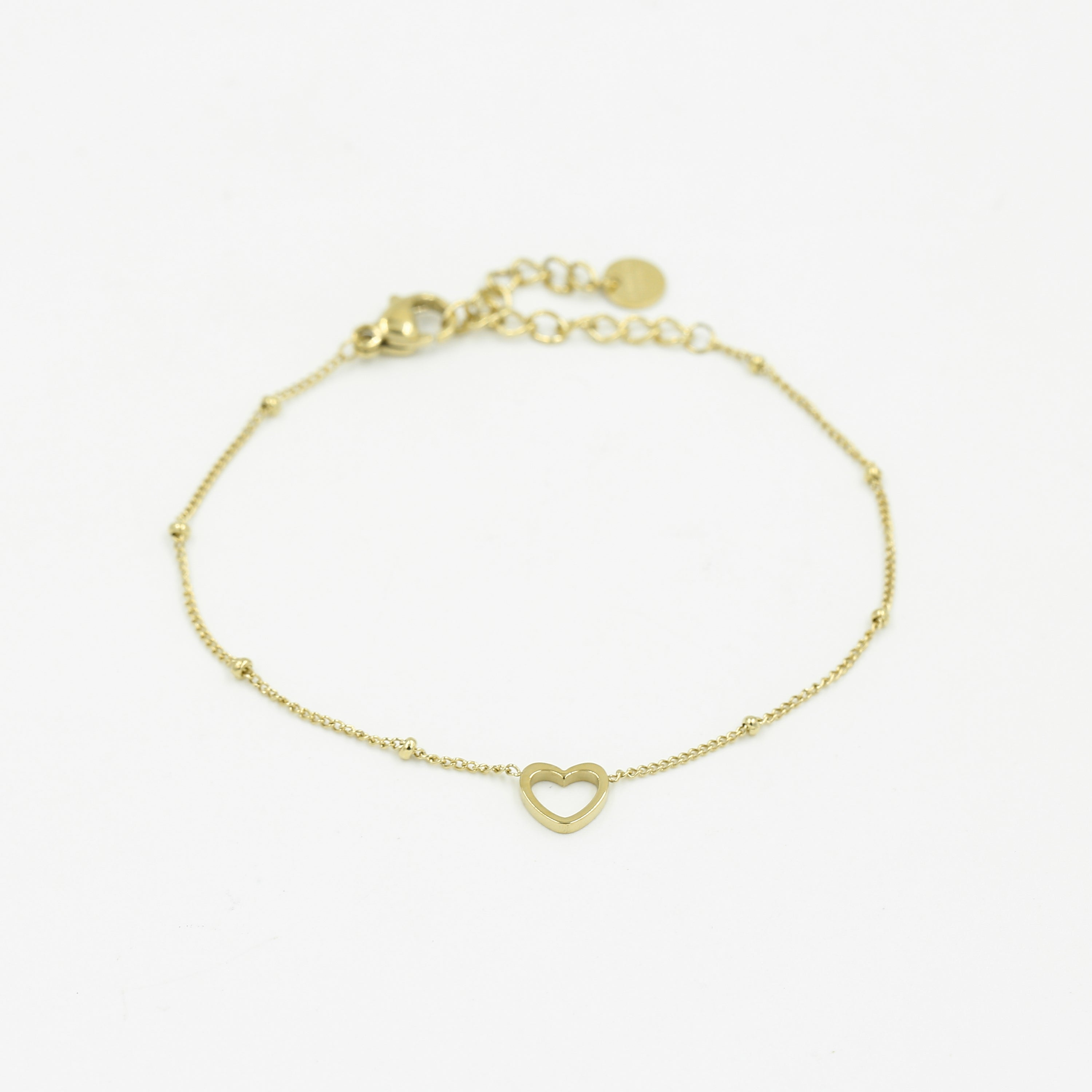 Armband bolletjes schakel met open hartje