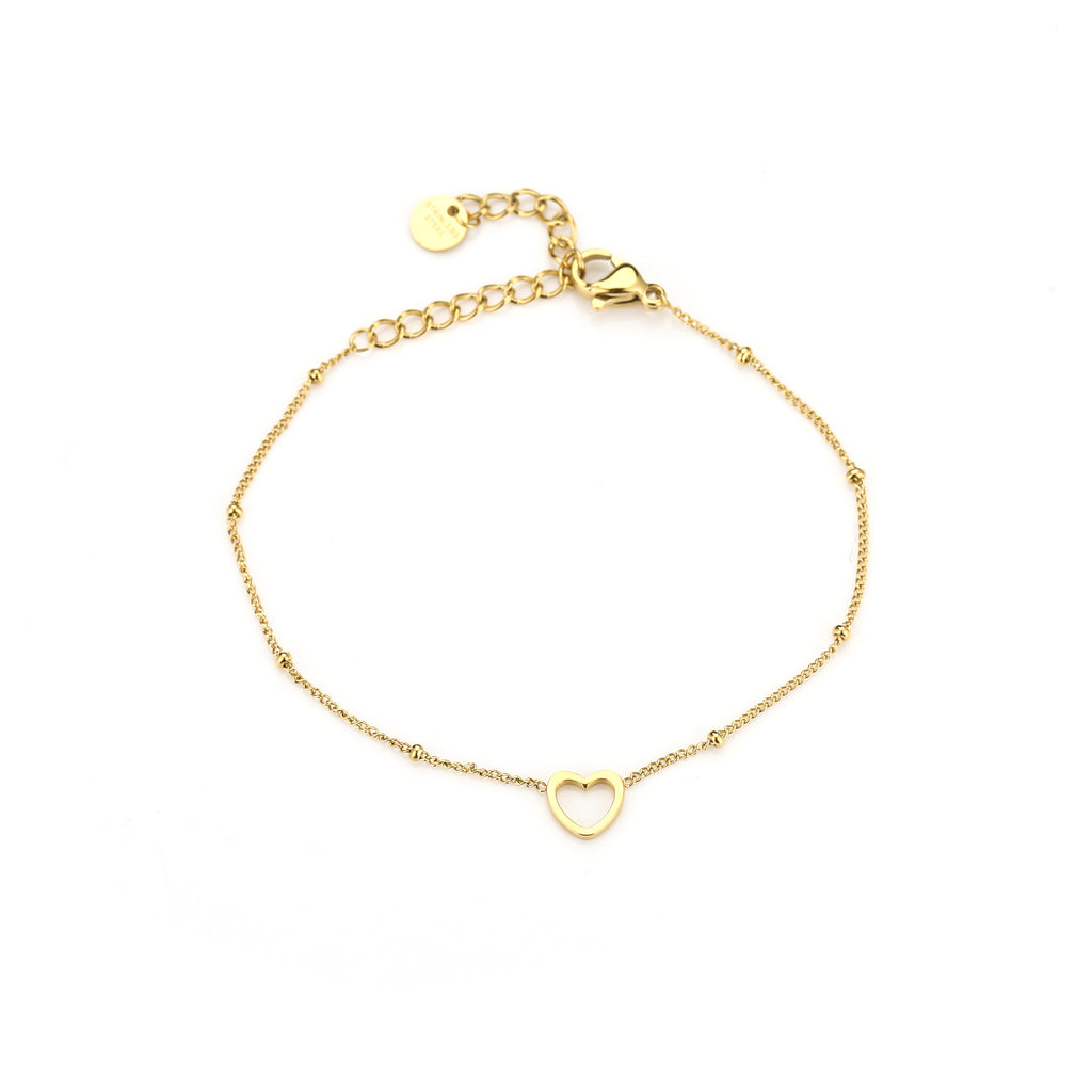 Armband bolletjes schakel met open hartje
