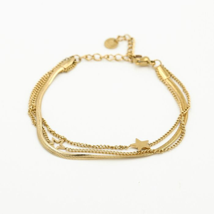 Armband 3 in 1 ster - goud