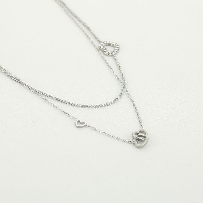 Ketting met hartjes - zilver