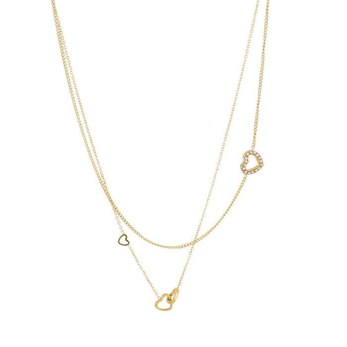 Dubbele ketting met hartjes - goud