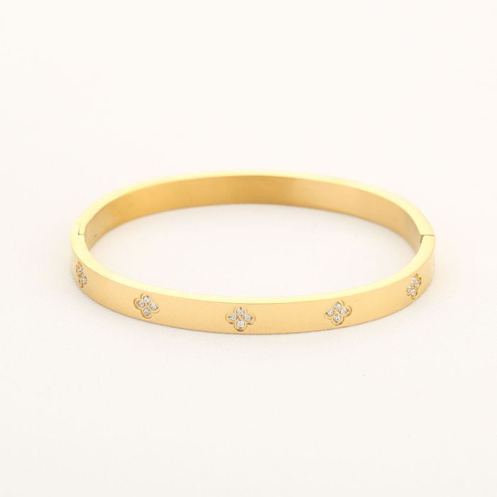 Bangle met klavertjes - goud