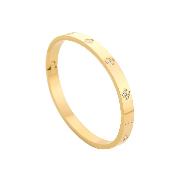 Bangle met klavertjes - goud