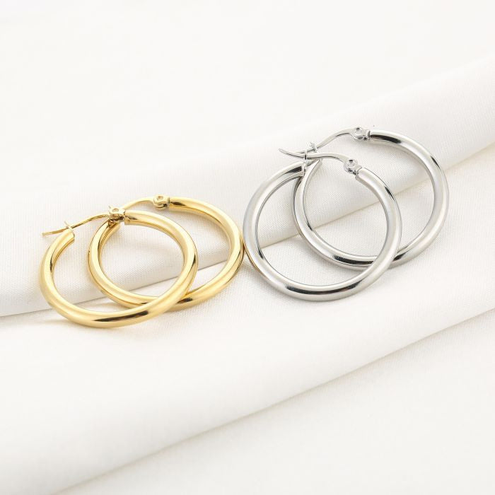 25mm basic hoops - zilver
