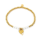 Kralen armbandje met parels en hartje - goud