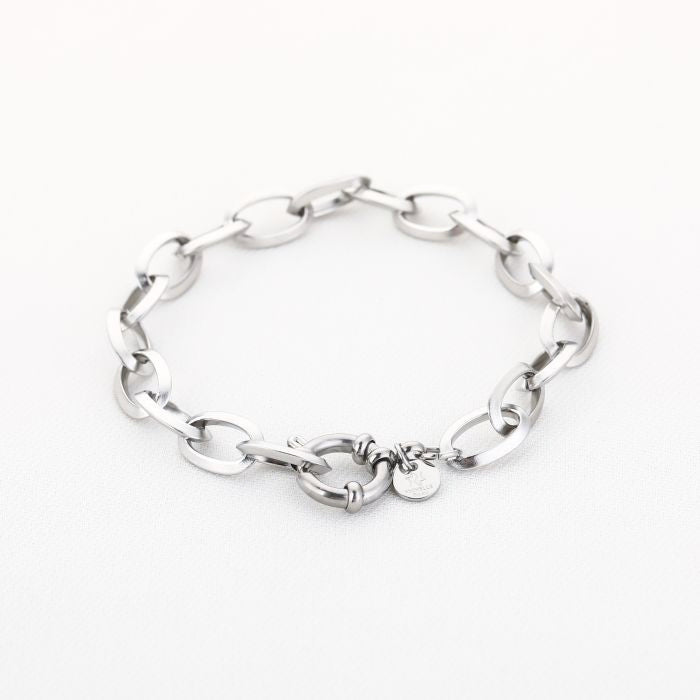 Schakel armband met slotje ( goed voor losse bedels ) - zilver