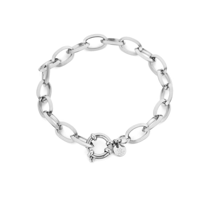 Schakel armband met slotje ( goed voor losse bedels ) - zilver