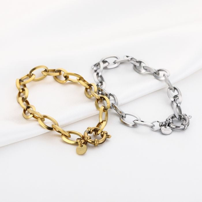 Schakel armband met slotje ( goed voor losse bedels ) - goud