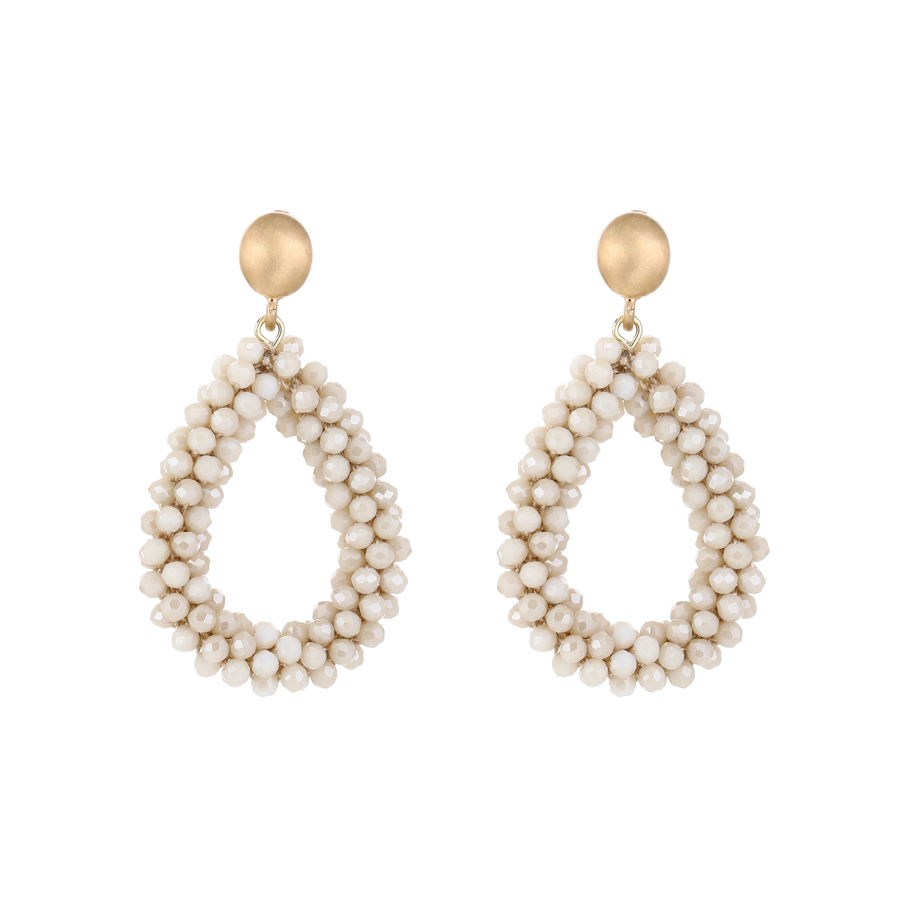 Klassieke kralen oorbellen druppel - goud