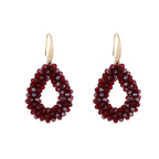 Klassieke kralen oorbellen druppel - Deep red