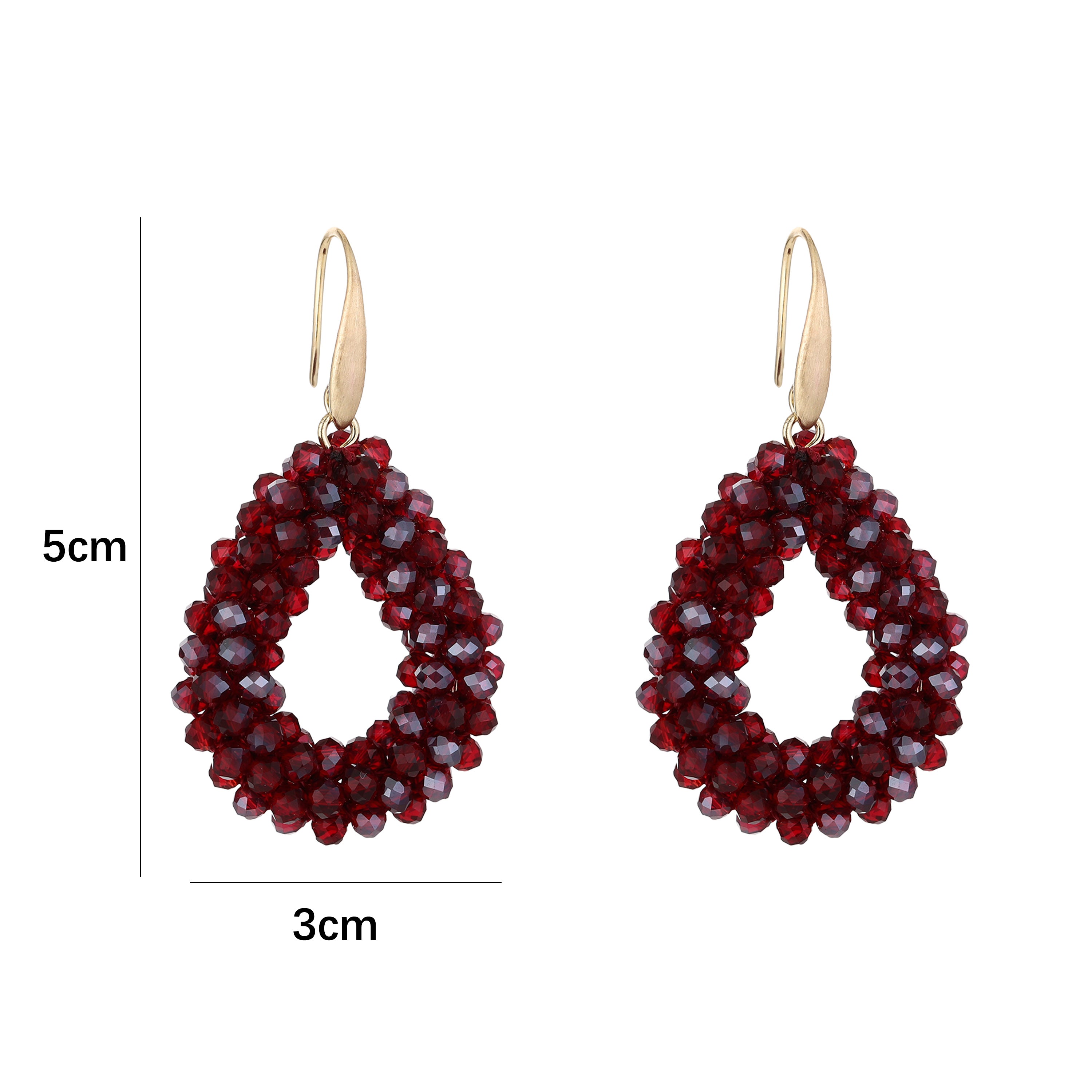 Klassieke kralen oorbellen druppel - Deep red