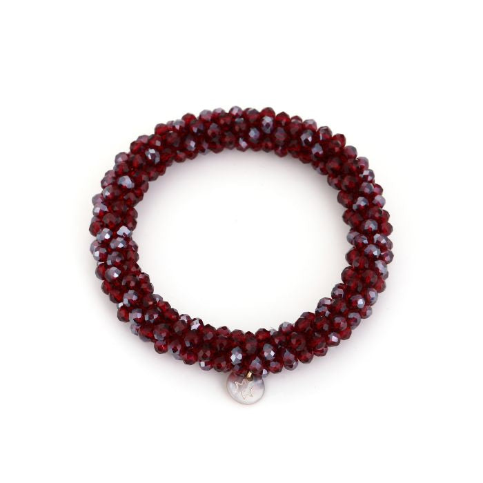 Kralen armband elastiek klassiek - Deep red