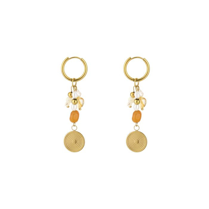 Bedels oorbellen - beige