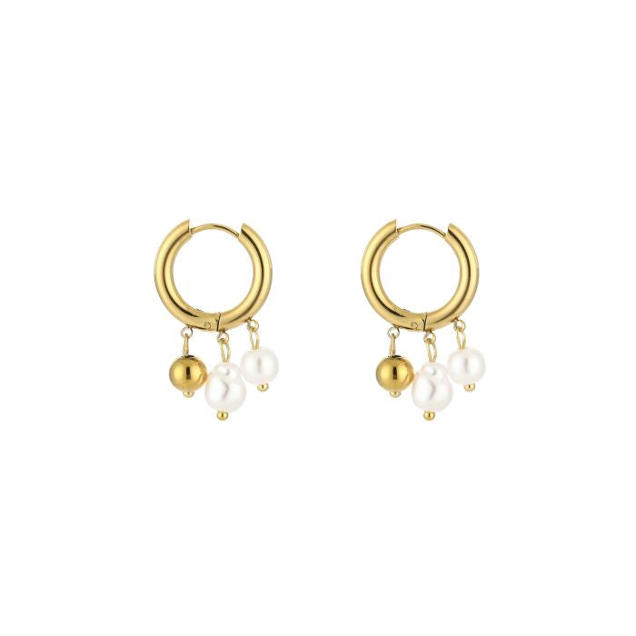 Parels oorbellen bedels - goud