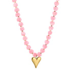 Kralen ketting met hartje - roze