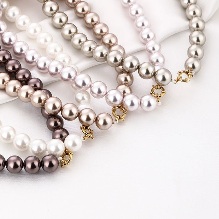 12mm parel ketting - white