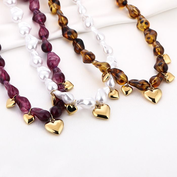 Kralen ketting met bedels - pearl