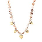 Kralen ketting met bedels - beige