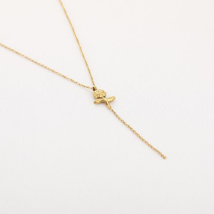 Y ketting met roos Silver