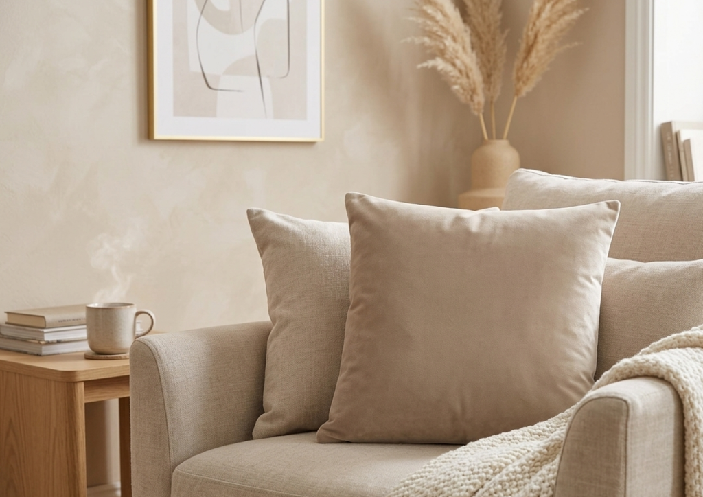 Kussen Teddy/beige 45 x 45 cm