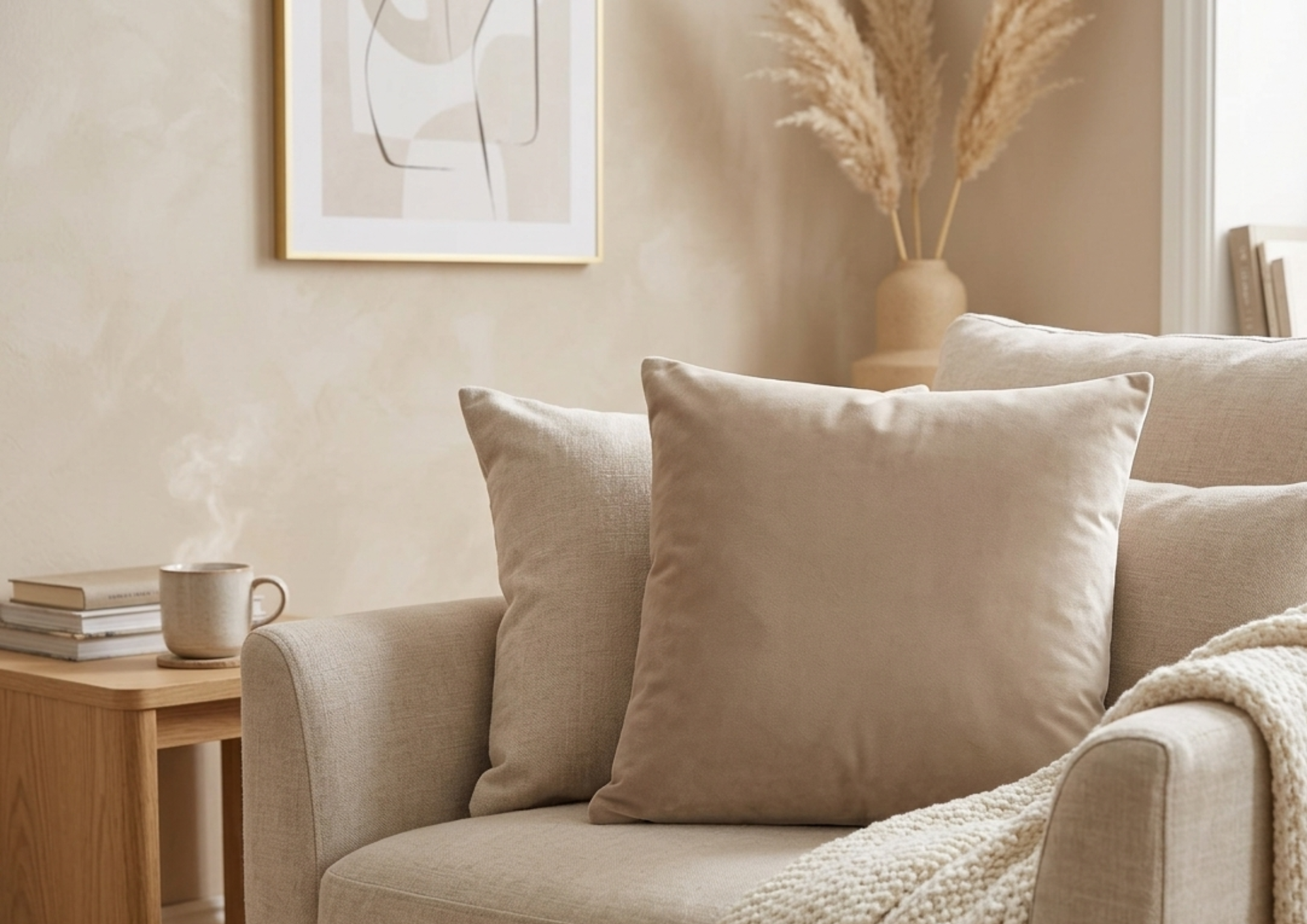 Kussen Teddy/beige 45 x 45 cm