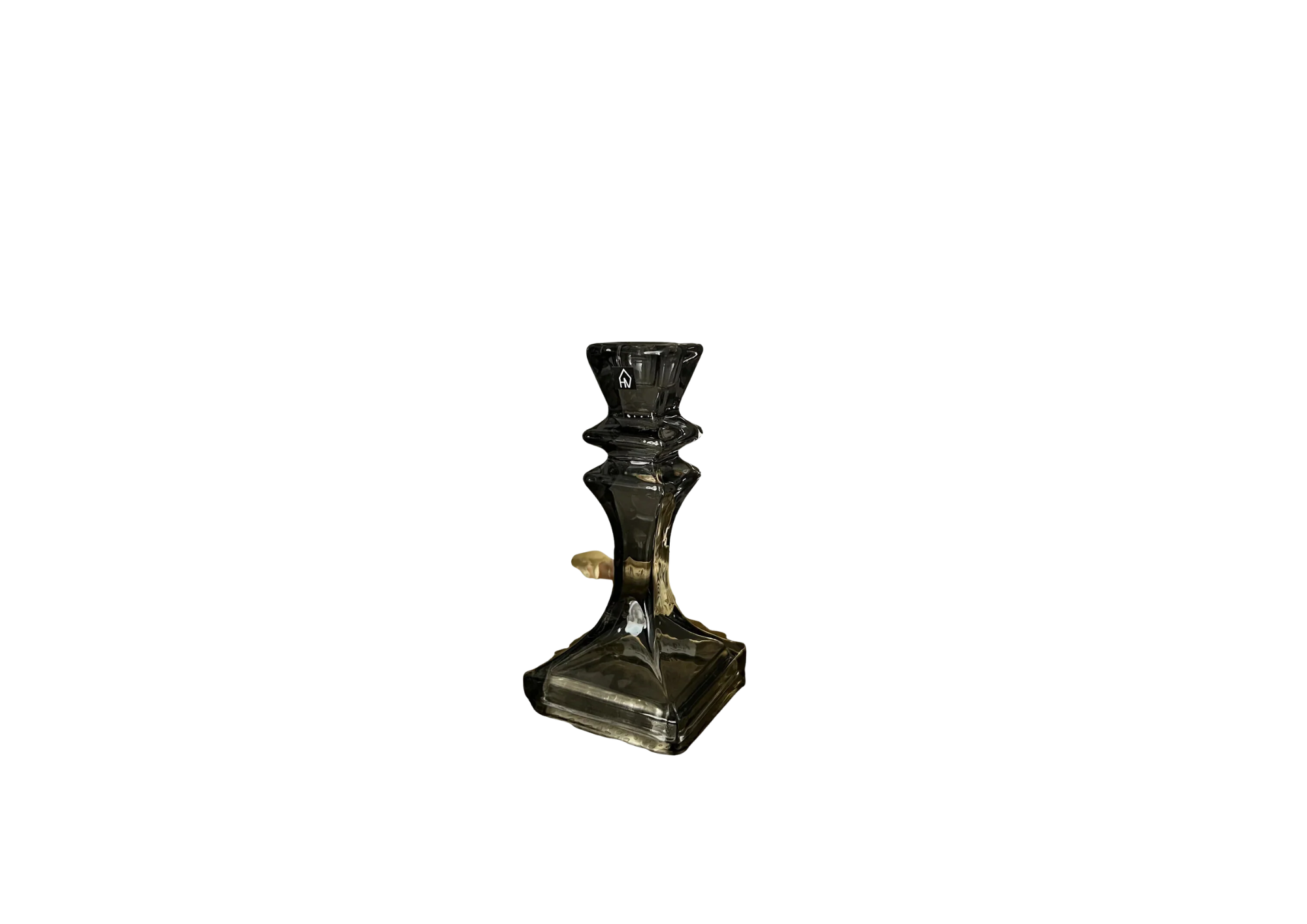 Housevitamine kandelaar glas smokey grey, hoogte 15.5 cm.