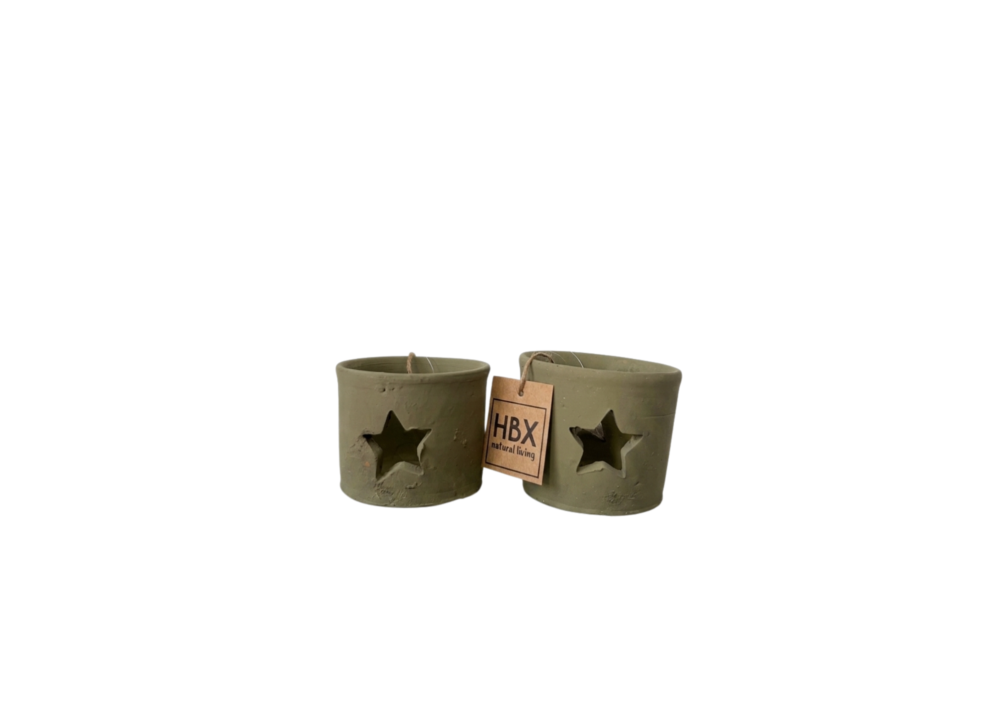 Waxinelichthouder klei groen, Ø 8 cm.
