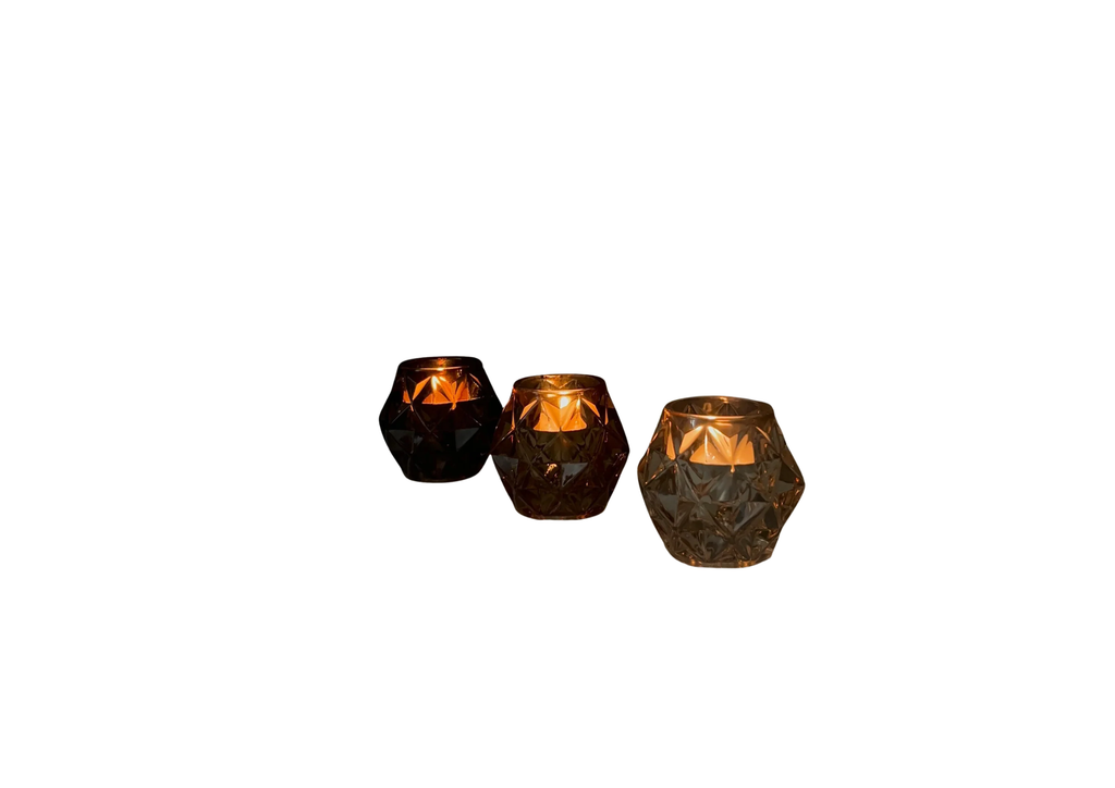Waxinelichthouder set van 3 stuks, 7 x 7 cm