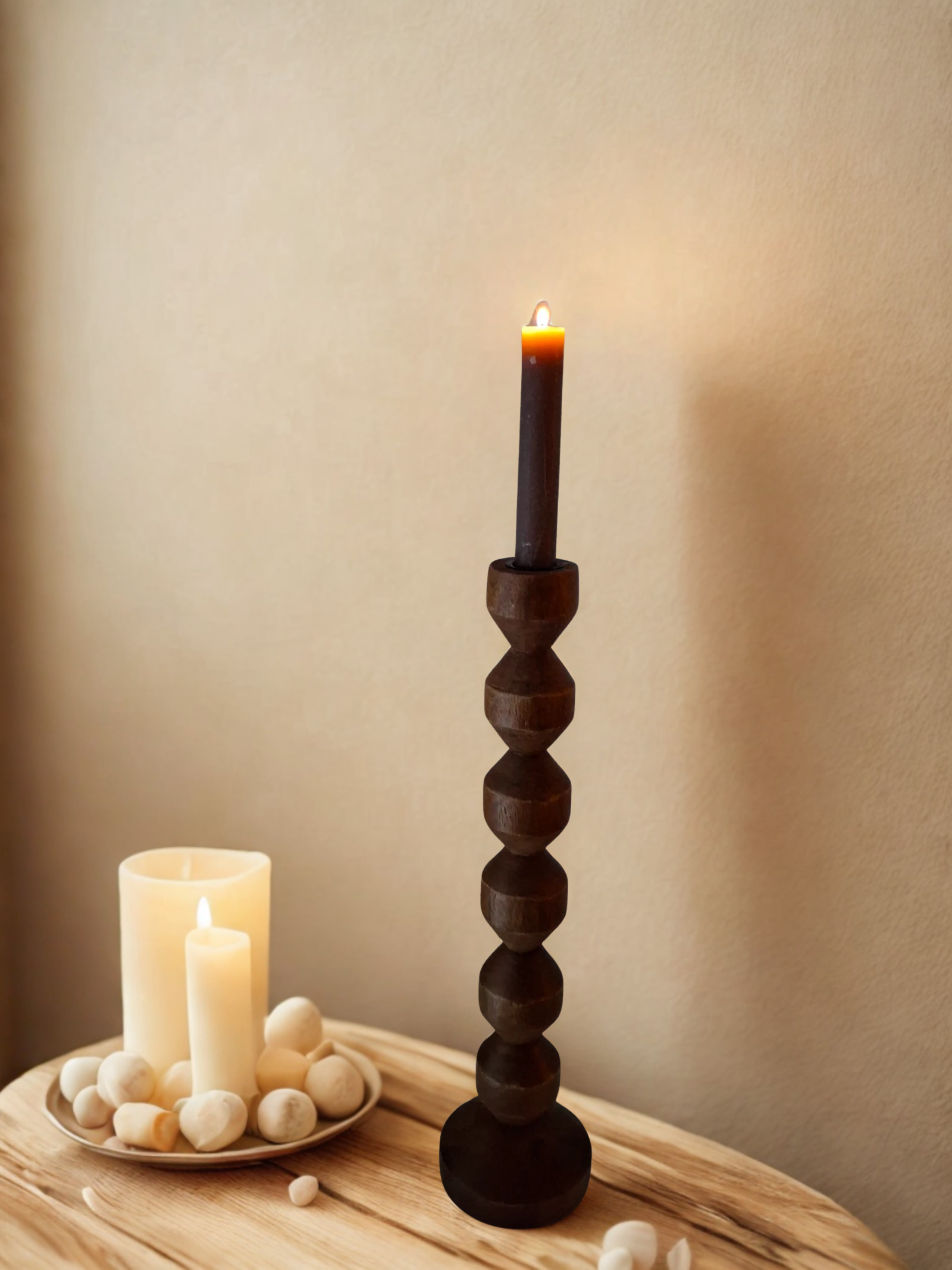 Kandelaar Hout bruin, 37 cm