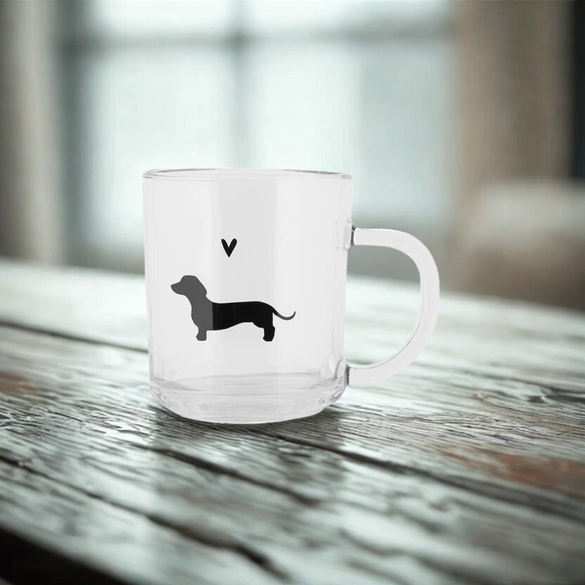 Clayre & Eef Theeglas Tekkel 200 ml. 11 x 8 x 9 cm.