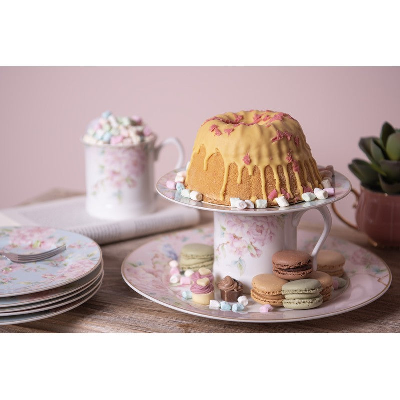 Clayre & Eef Dinerbord Ø 27 cm Roze Wit Porselein Bloemen