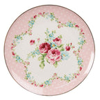 Clayre & Eef Ontbijtbord Ø 20 cm Roze Wit Porselein Bloemen