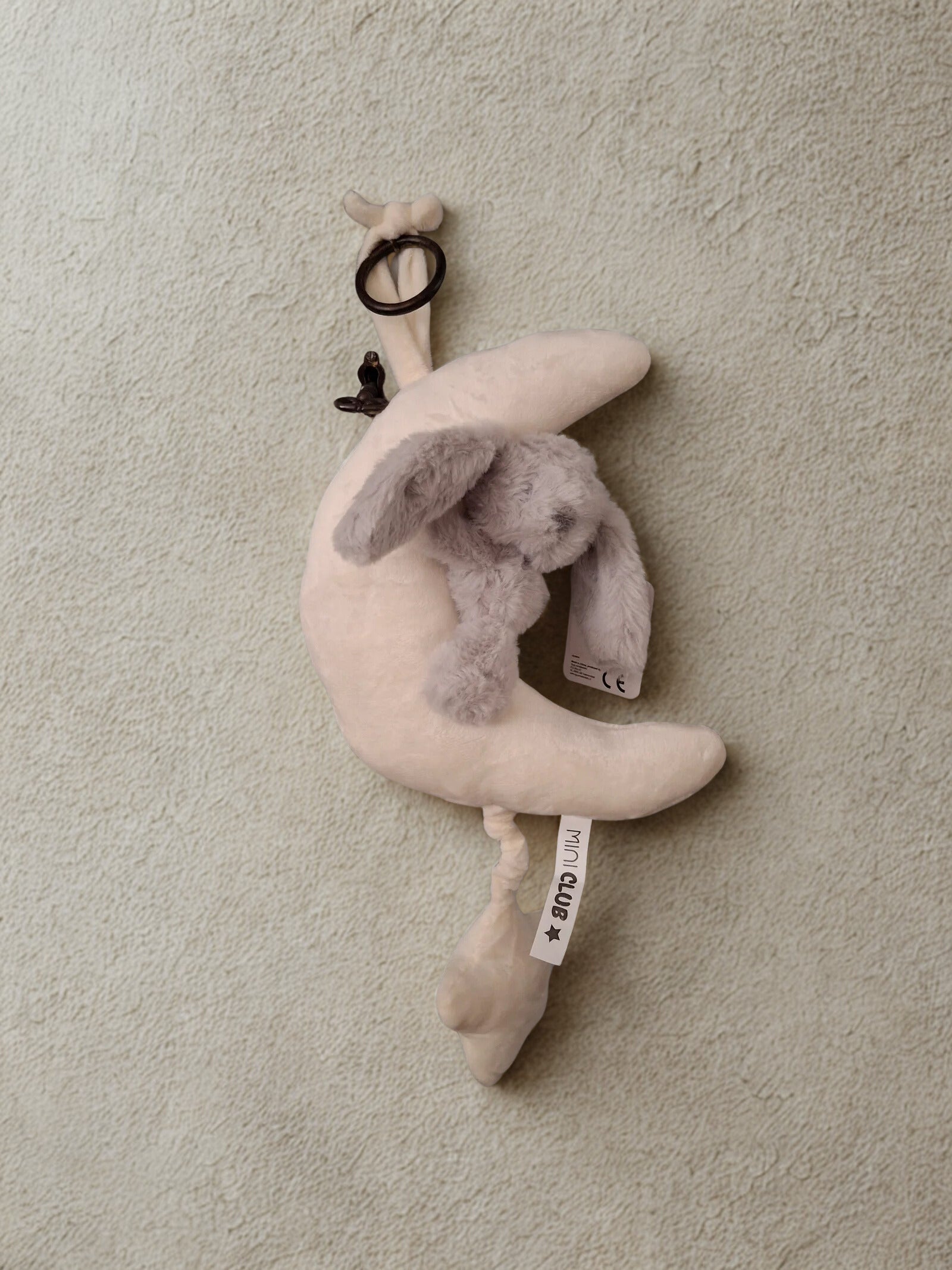 Mini club muziekdoos konijn off white/blauwgrijs, hoogte 35 cm.